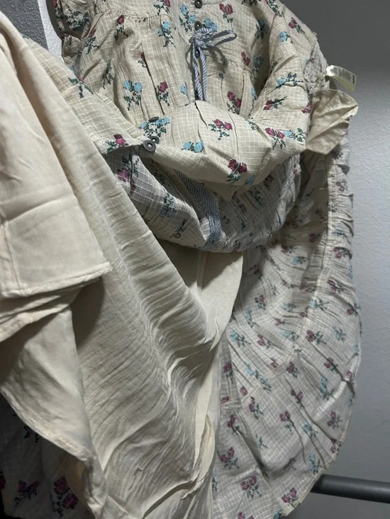 Free people, cream, floral, print, tunic dress small - Picture 8 of 13